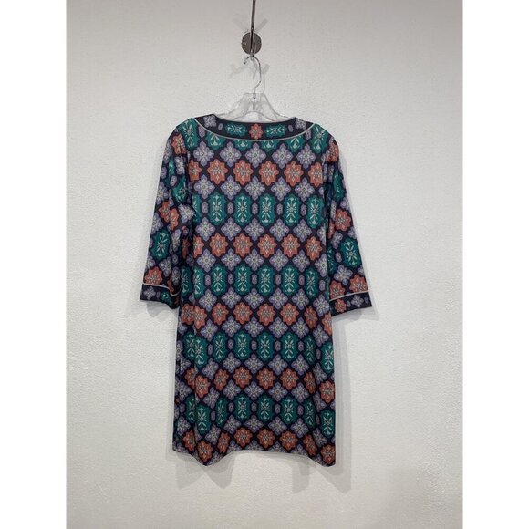 Gretchen Scott Tunic Dress Womens Medium Geometric Print 3/4 Sleeve Boho - Picture 3 of 3